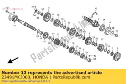 Here you can order the gear, mainshaft fifth (21t) from Honda, with part number 23491MCJ000: