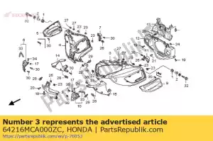 Honda 64216MCA000ZC capucha, fr. centro * r259p * - Lado inferior