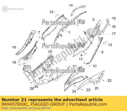 Qui puoi ordinare lasciato sotto il coperchio laterale da Piaggio Group , con numero parte 949407000C: