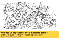 blijf, bovenste kap van Honda, met onderdeel nummer 64501MBB000, bestel je hier online: