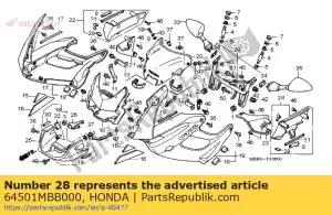 Honda 64501MBB000 stay, upper cowl - Bottom side