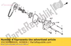 Here you can order the sprocket, water pump driv from Honda, with part number 19230MBB000: