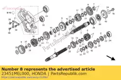 Here you can order the gear, mainshaft third & fourth (19t/21t) from Honda, with part number 23451MEL000: