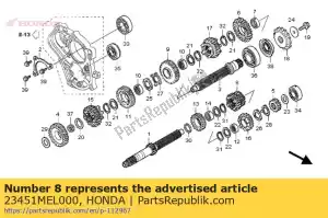 honda 23451MEL000 gear, mainshaft third & fourth (19t/21t) - Bottom side