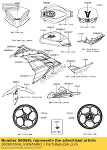 Kawasaki 560697664 pattern,side cowl.,lh,cn - Bottom side