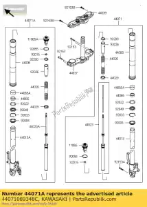 Kawasaki 44071089348C demper-assy, ??vork, lh, zwart - Onderkant