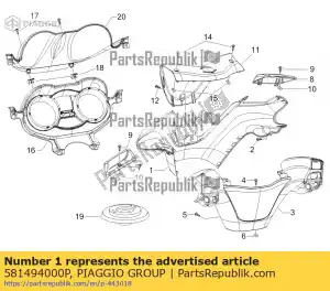 Piaggio Group 581494000P handlebar cover front - Middle