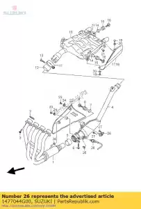 Suzuki 1477044G00 bracket comp, jt - La partie au fond