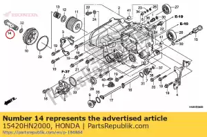 Honda 15420HN2000 bolt comp., oil filter ce - Bottom side