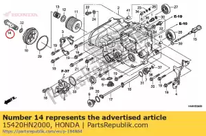 Honda 15420HN2000 boulon comp., filtre à huile ce - La partie au fond