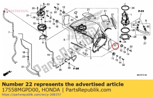 Honda 17558MGPD00 cojín, tanque de combustible - Lado inferior