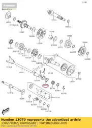 Here you can order the guide,fork-shift,rh kvf300ccf from Kawasaki, with part number 13070Y002: