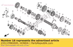 versnelling, hoofdas zesde (28t) van Honda, met onderdeel nummer 23511MBG000, bestel je hier online: