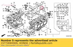 Aquí puede pedir articulación, respiradero de tres vías de Honda , con el número de pieza 15772KK0000: