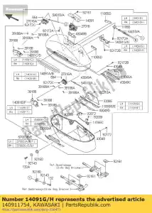 Kawasaki 140911754 hoes, kofferslot, cnt, r - Onderkant