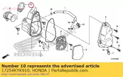 band, luchtfilter aansluiten van Honda, met onderdeel nummer 17254KYK910, bestel je hier online: