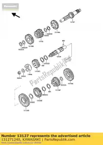 Kawasaki 131271240 asoverbrenging in - Onderkant