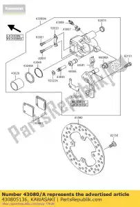 Kawasaki 430805136 pinza-sub-conjunto, fr, r - Lado inferior