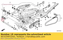 Ici, vous pouvez commander le écrou, rr. Pivot de fourche auprès de Honda , avec le numéro de pièce 90355MFJD00: