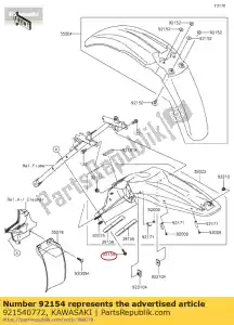 kawasaki 921540772 bolt,flanged,6x23 kx450ebf - Bottom side