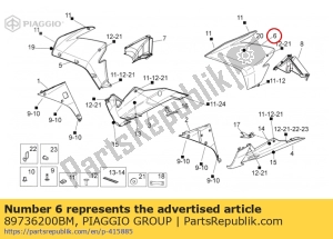 aprilia 89736200BM lh seitenverkleidung. weiß - Unterseite