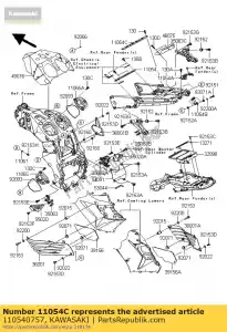 kawasaki 110540757 suporte, tanque de combustível, rr zx1400a6f - Lado inferior