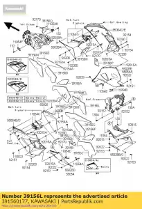 Kawasaki 391560177 pad, fr cowling, lh - Lado inferior