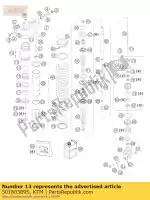 50180389S, KTM, riserv. vite l = 140 d = 52 oro ktm exc mxc smr sx xc 125 200 250 300 400 450 525 2003 2004 2005, Nuovo