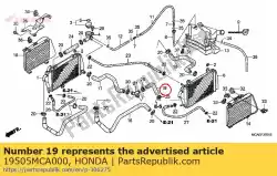 Ici, vous pouvez commander le tuyau, rr. Radiateur auprès de Honda , avec le numéro de pièce 19505MCA000: