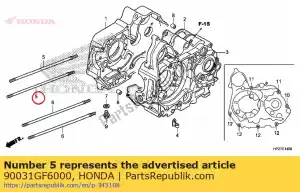 Honda 90031GF6000 parafuso a, pino do cilindro, 6x - Lado inferior