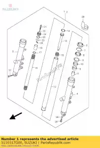 Suzuki 5110317G00 amortiguador, para - Lado inferior