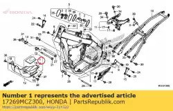 Aquí puede pedir estera, cubierta lateral de Honda , con el número de pieza 17269MCZ300: