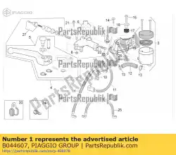 Aquí puede pedir tubo de freno delantero abrazadera abs hecu de Piaggio Group , con el número de pieza B044607:
