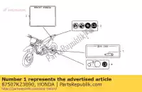 87507KZ3B90, Honda, etiqueta, corrente de transmissão (francês) honda cr crf trx 125 250 450 1997 1998 1999 2000 2001 2002 2003 2004 2005 2006 2007 2008 2009, Novo