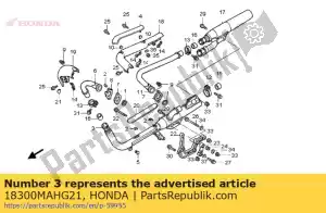 honda 18300MAHG21 comp. silencioso, fr. ex. - Lado inferior