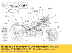 Here you can order the rh white decal from Piaggio Group, with part number 883614: