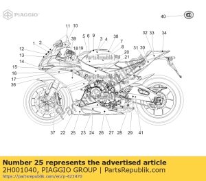 aprilia 2H001040 rh unterer verkleidungsaufkleber rot - Unterseite