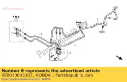 Ici, vous pouvez commander le boulon, bride, 6x32 auprès de Honda , avec le numéro de pièce 958010603207: