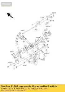 kawasaki 310641175 pipe-comp, motor moun vn800-a1 - Lado inferior