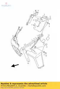 Suzuki 4755148G00YC3 deksel, frame bod - Onderkant