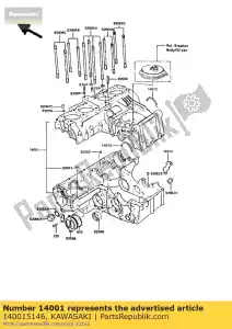 kawasaki 140015146 set-crancase, f.black z550-g1 - Onderkant