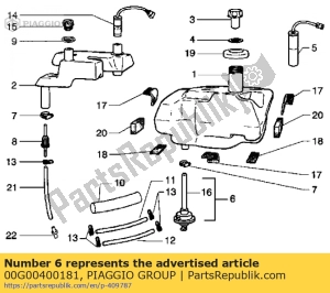 aprilia 00G00400181 grifo de combustible - Lado superior