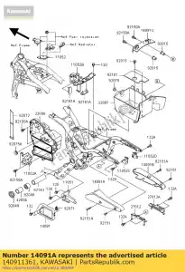 Kawasaki 140911361 cover,rr fender,lh - Bottom side