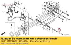 Ici, vous pouvez commander le boulon, douille, 12x127 auprès de Honda , avec le numéro de pièce 90111MCA000: