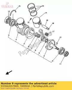 yamaha 933062057800 rolamento (1kt) - Lado inferior