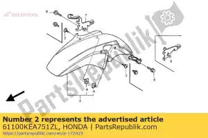Honda 61100KEA751ZL fender comp., fr. * y124p - La partie au fond