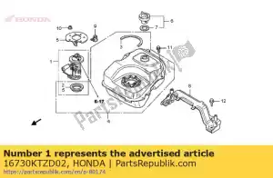 honda 16730KTZD02 conjunto de unidades, bomba de combustível - Lado inferior