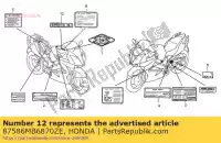 87586MB6870ZE, Honda, rótulo, combustível * typeb * (typeb) honda vfr  a cbr super blackbird xx cb four hornet f sa repsol rs rw rr f2 cbr1100xx vfr800 vfr800a cb1300f cb900f cb1300sa cbr600rr cbr125rw cb1300 cb1300a 800 1100 1300 900 600 125 , Novo