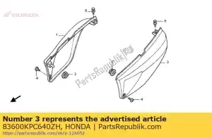 Honda 83600KPC640ZH dekking, l. zijde * pb297m * - Onderkant
