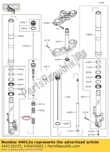 kawasaki 440130235 pijpvork binnen, kle650fff - Onderkant